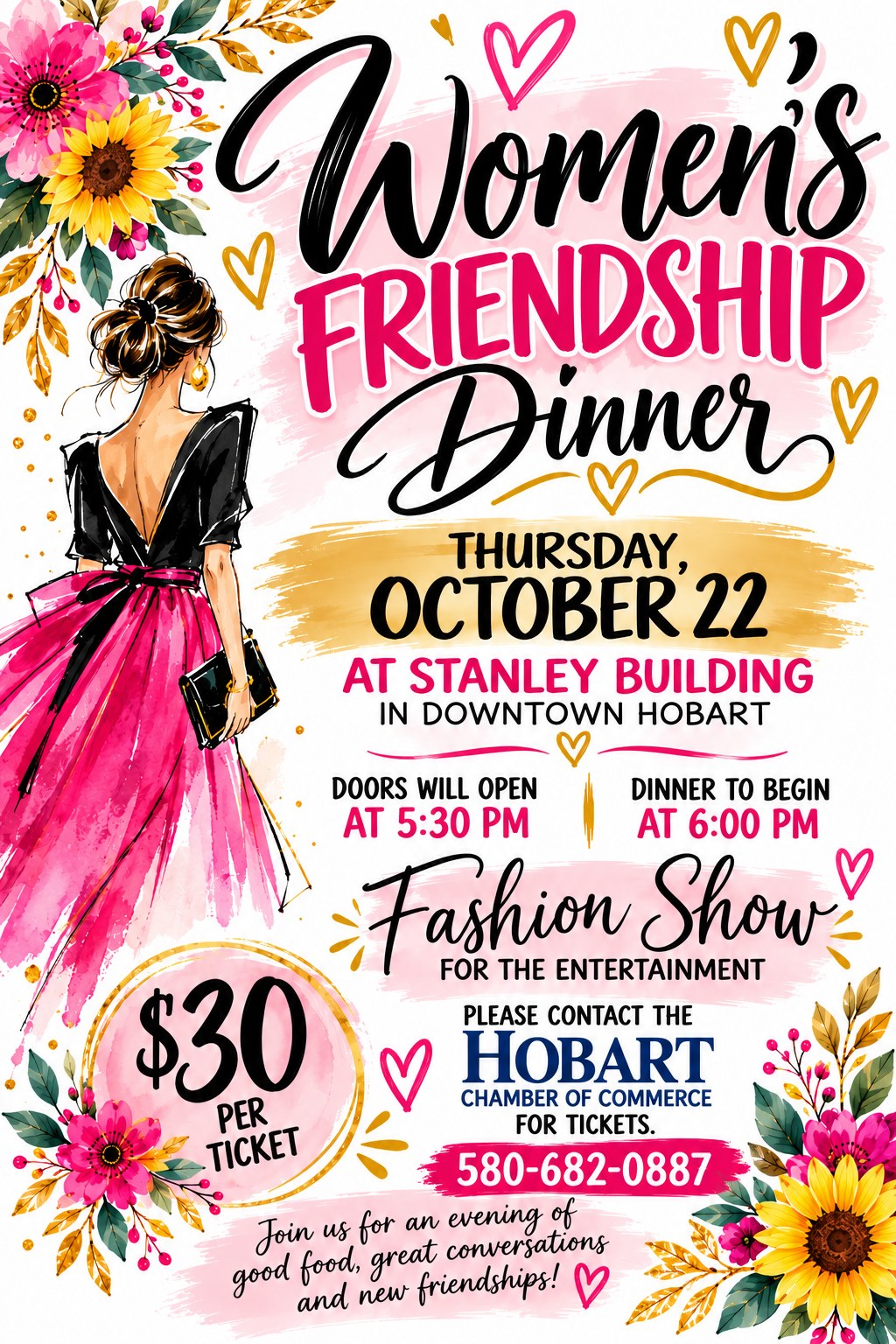 Women's Friendship Dinner — Thursday, October 22 at the Stanley Building